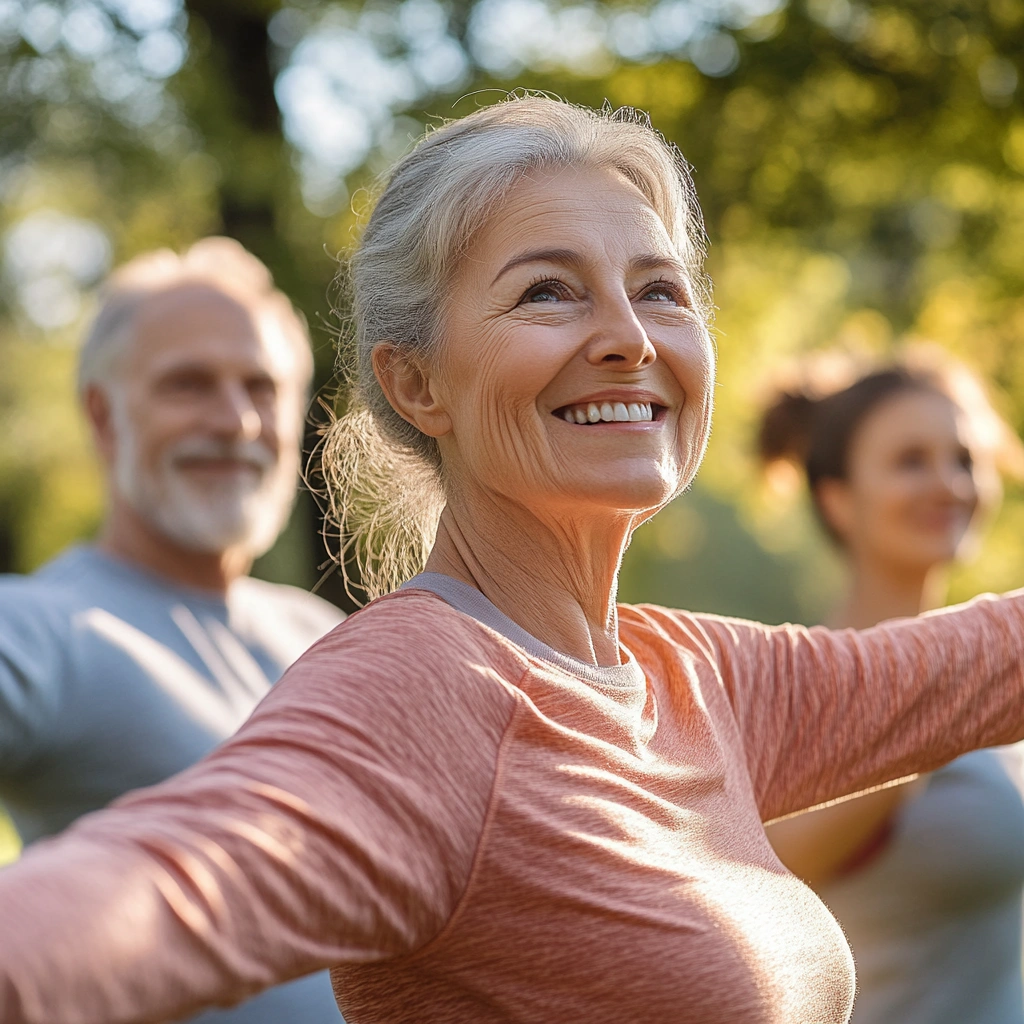 Активні люди похилого віку займаються фітнесом
